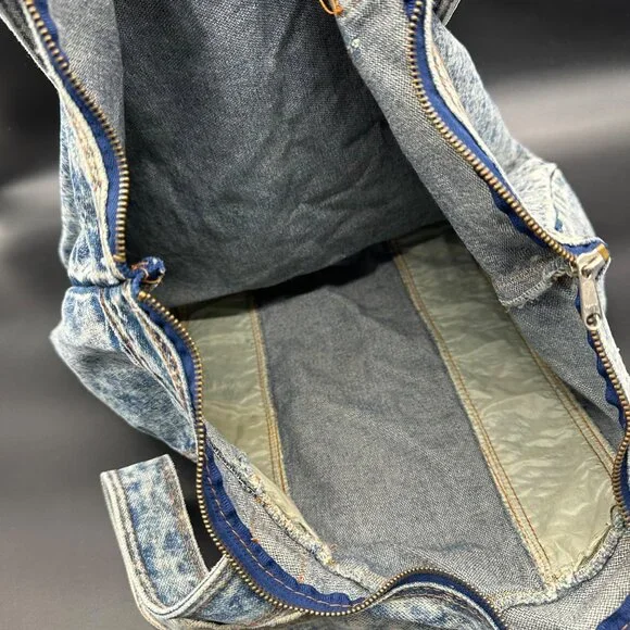 Vintage Denim Tote Blue Acid Wash 1980s Shane Purse Shoulder Bag Retro Fashion - Picture 4 of 12